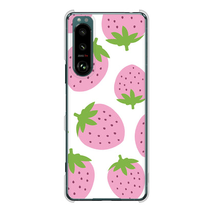 Xperia 5 III SO-53B docomo 高画質仕上げ 背面印刷 ハードケース 大きいイチゴ模様