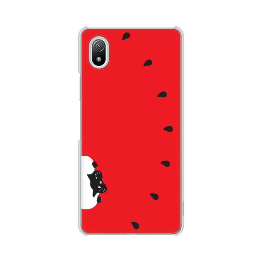 Xperia Ace III SO-53C docomo 高画質仕上げ 背面印刷 ハードケース すいかをかじるネコ
