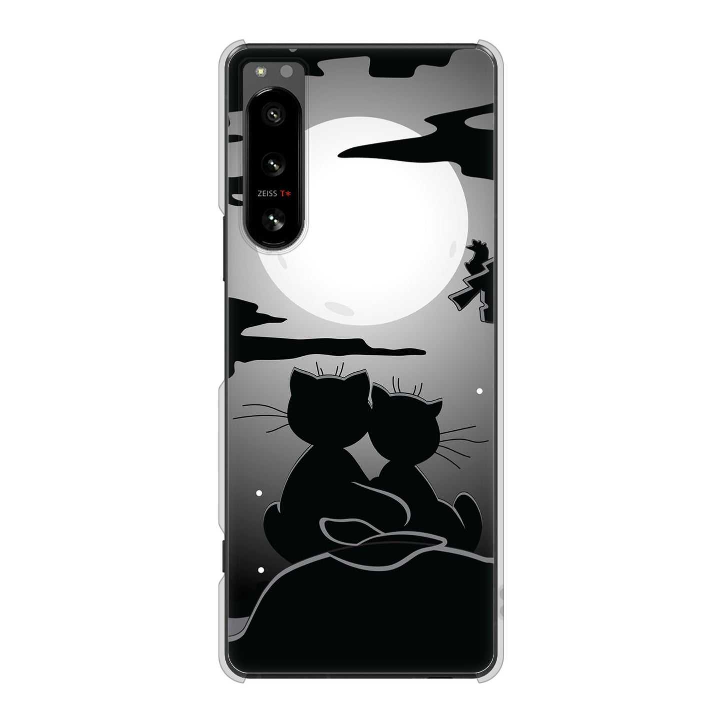Xperia 5 IV SO-54C docomo 高画質仕上げ 背面印刷 ハードケース 夜とネコ