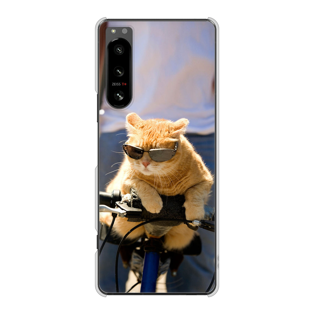 Xperia 5 IV SO-54C docomo 高画質仕上げ 背面印刷 ハードケース 【595 にゃんとサイクル】