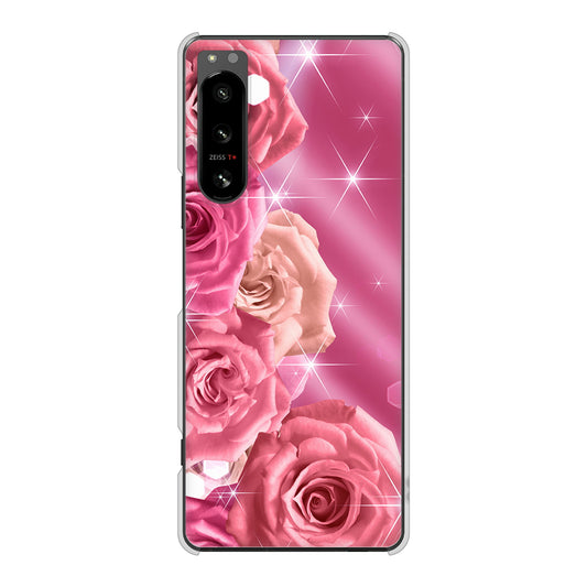 Xperia 5 IV SO-54C docomo 高画質仕上げ 背面印刷 ハードケース 【1182 ピンクの薔薇に誘われて】