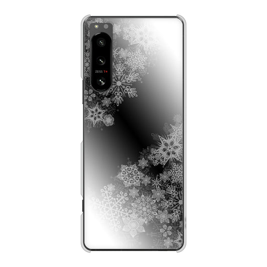 Xperia 5 IV SO-54C docomo 高画質仕上げ 背面印刷 ハードケース 【YJ340 モノトーン 雪の結晶 】