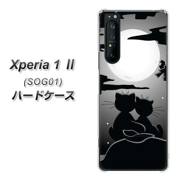au エクスペリア1 II SOG01 高画質仕上げ 背面印刷 ハードケース【342 月夜の二人】