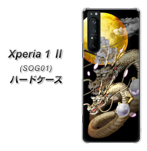 au エクスペリア1 II SOG01 高画質仕上げ 背面印刷 ハードケース【1003 月と龍】