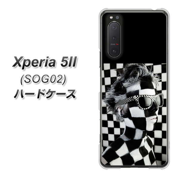 au エクスペリア5II SOG02 高画質仕上げ 背面印刷 ハードケース【357 bk&wh】