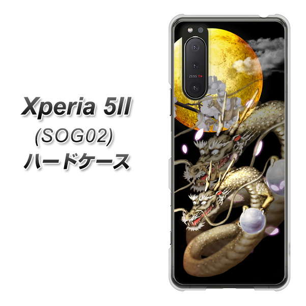 au エクスペリア5II SOG02 高画質仕上げ 背面印刷 ハードケース【1003 月と龍】