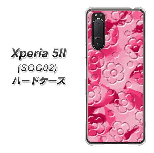 au エクスペリア5II SOG02 高画質仕上げ 背面印刷 ハードケース【SC847 フラワーヴェルニ花濃いピンク（ローズアンディアン）】