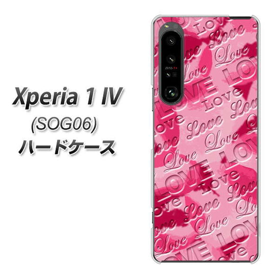 Xperia 1 IV SOG06 au 高画質仕上げ 背面印刷 ハードケース【SC845 フラワーヴェルニLOVE濃いピンク（ローズアンディアン）】