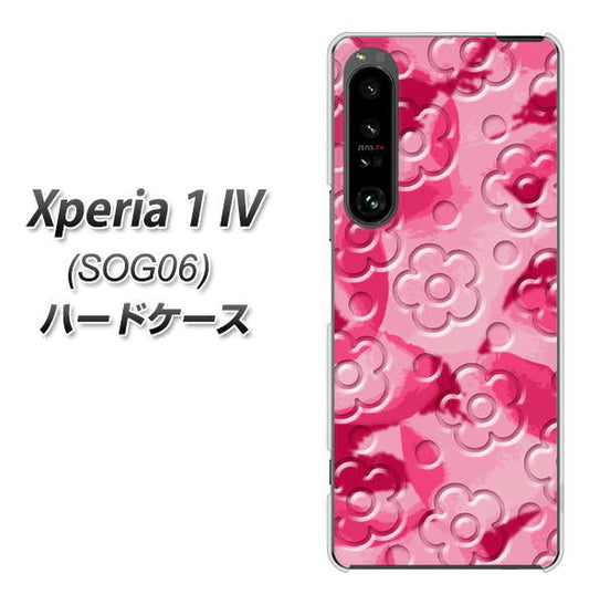 Xperia 1 IV SOG06 au 高画質仕上げ 背面印刷 ハードケース【SC847 フラワーヴェルニ花濃いピンク（ローズアンディアン）】