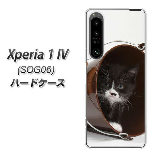 Xperia 1 IV SOG06 au 高画質仕上げ 背面印刷 ハードケース【VA800 ネコとバケツ】