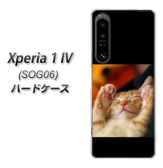Xperia 1 IV SOG06 au 高画質仕上げ 背面印刷 ハードケース【VA804 爆睡するネコ】