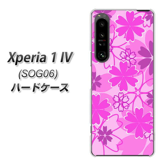 Xperia 1 IV SOG06 au 高画質仕上げ 背面印刷 ハードケース【VA961 重なり合う花 ピンク】