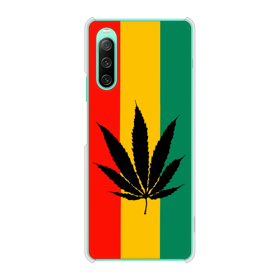 Xperia 10 IV SOG07 au 高画質仕上げ 背面印刷 ハードケース 【083 大麻ラスタカラー】