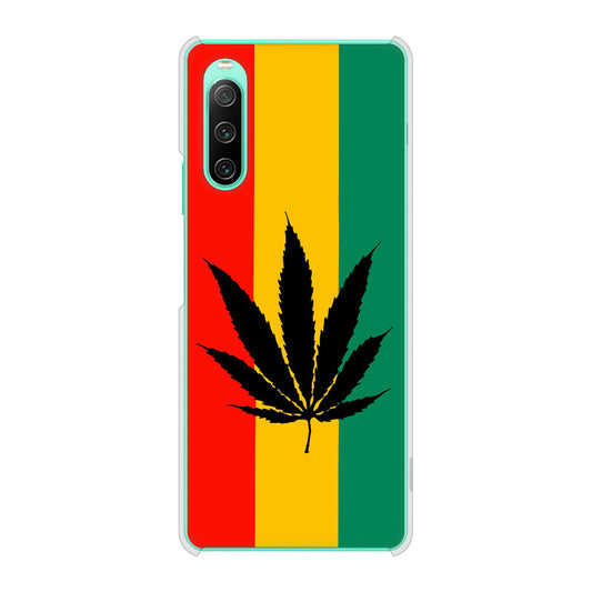 Xperia 10 IV SOG07 au 高画質仕上げ 背面印刷 ハードケース 【083 大麻ラスタカラー】