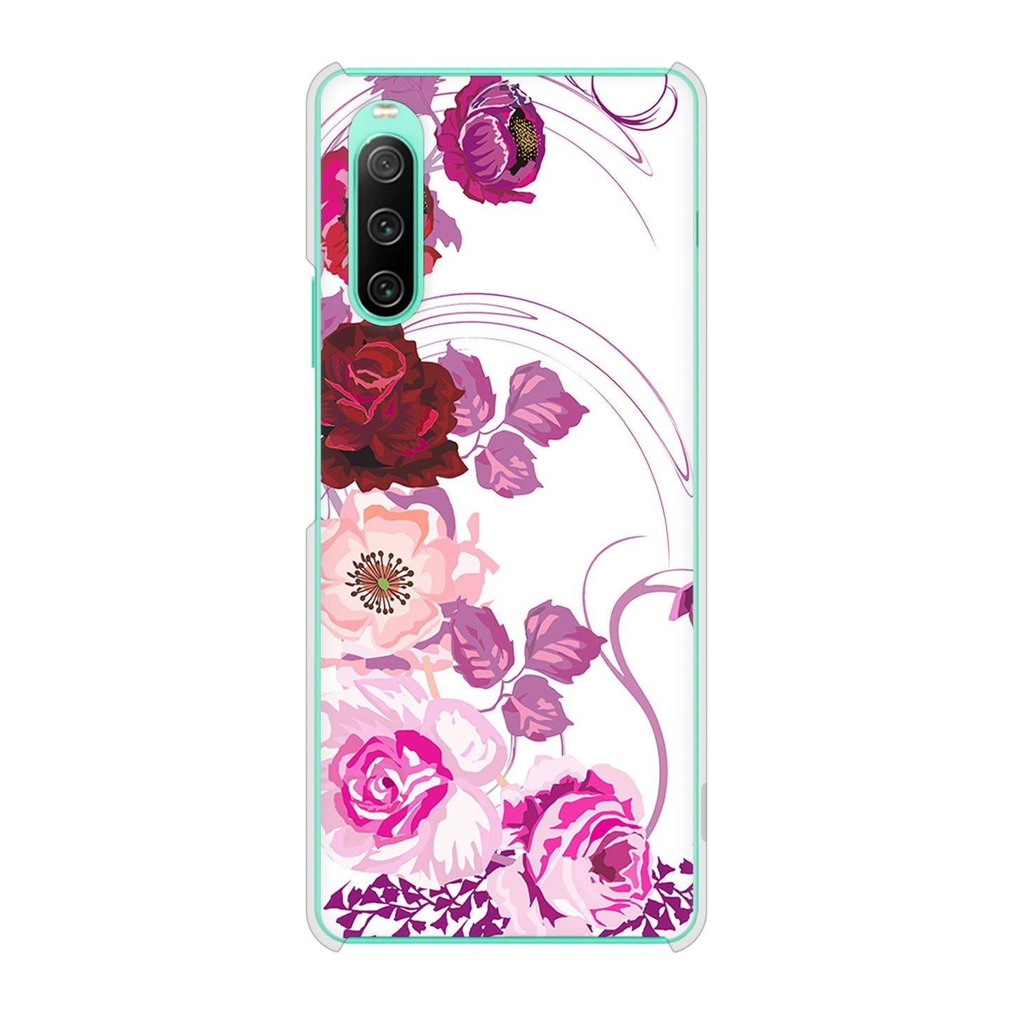 Xperia 10 IV SOG07 au 高画質仕上げ 背面印刷 ハードケース ロマンチックなバラ