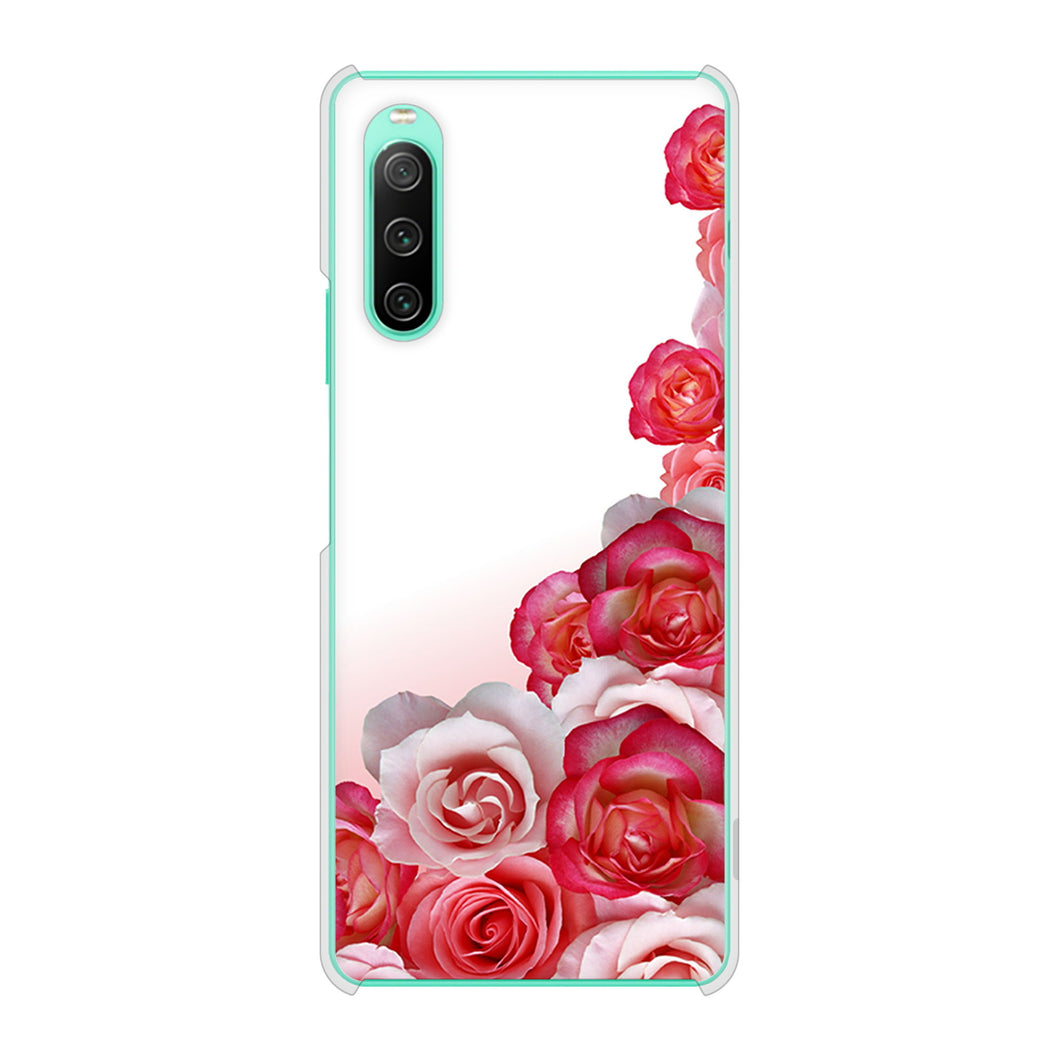 Xperia 10 IV SOG07 au 高画質仕上げ 背面印刷 ハードケース ロマンチックなバラ