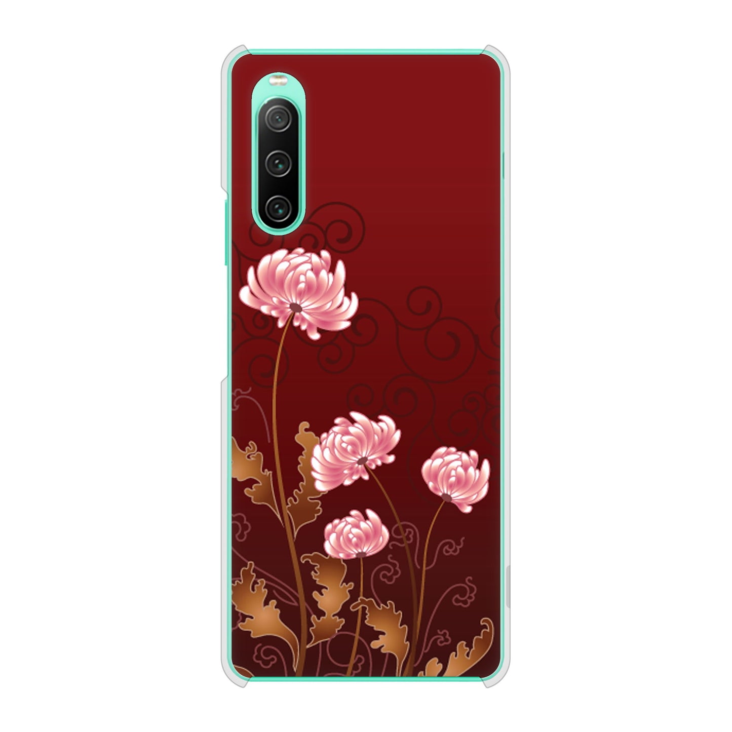 Xperia 10 IV SOG07 au 高画質仕上げ 背面印刷 ハードケース 【375 優美な菊】