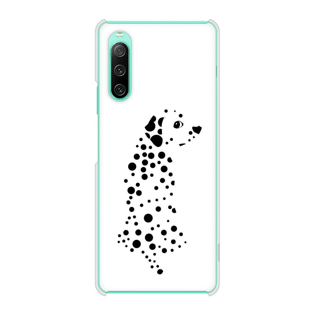 Xperia 10 IV SOG07 au 高画質仕上げ 背面印刷 ハードケース 【1038 振り向くダルメシアン（WH）】