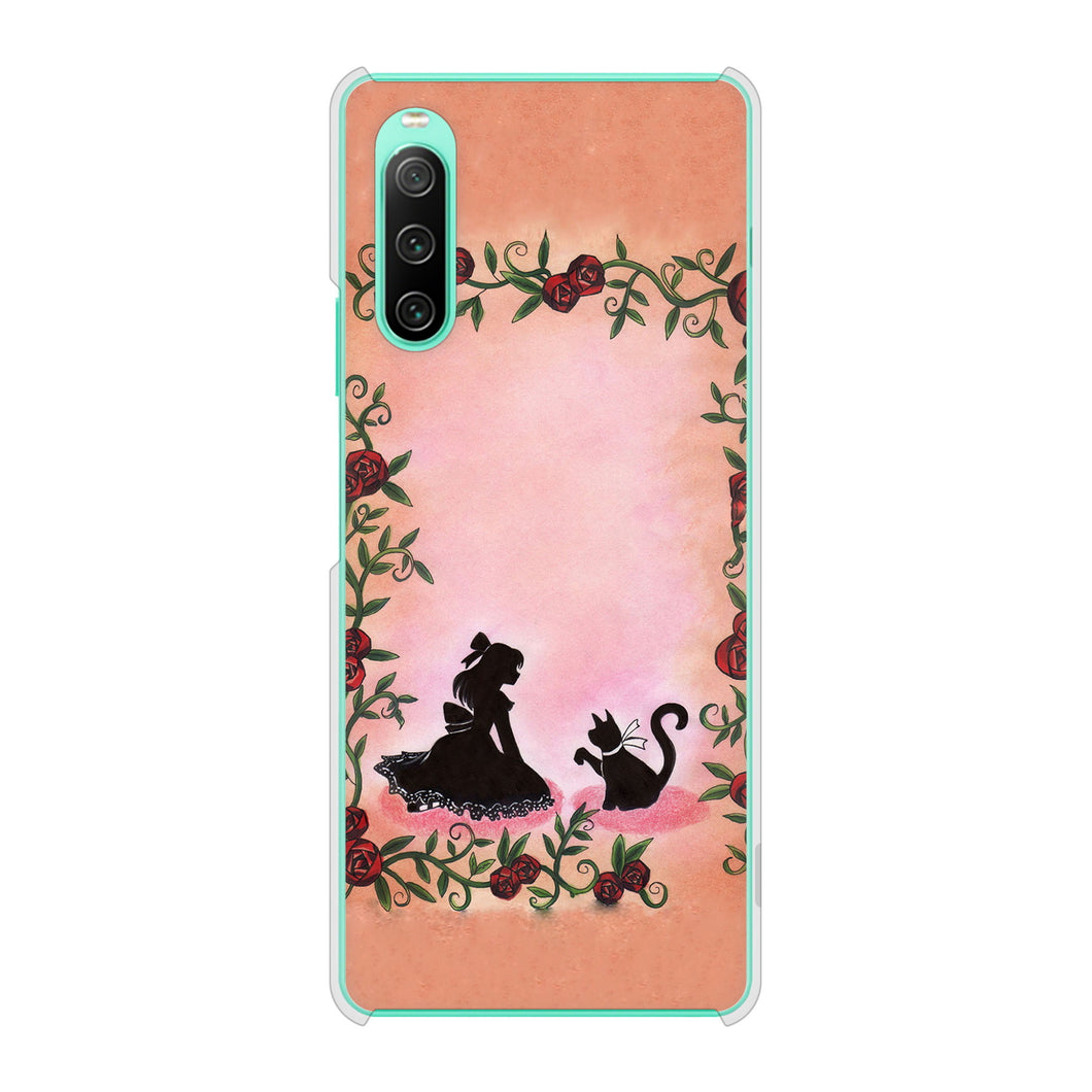 Xperia 10 IV SOG07 au 高画質仕上げ 背面印刷 ハードケース お姫様とネコ