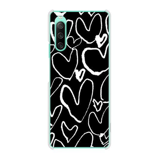 Xperia 10 IV SOG07 au 高画質仕上げ 背面印刷 ハードケース 【1124 ハート BK＆WH】