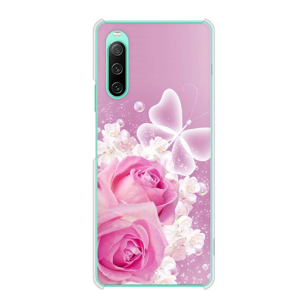 Xperia 10 IV SOG07 au 高画質仕上げ 背面印刷 ハードケース ロマンチックなバラ