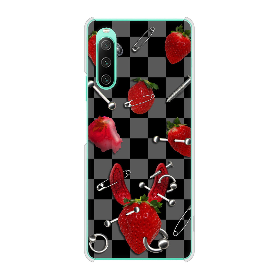 Xperia 10 IV SOG07 au 高画質仕上げ 背面印刷 ハードケース むかいあぐる 苺パンク