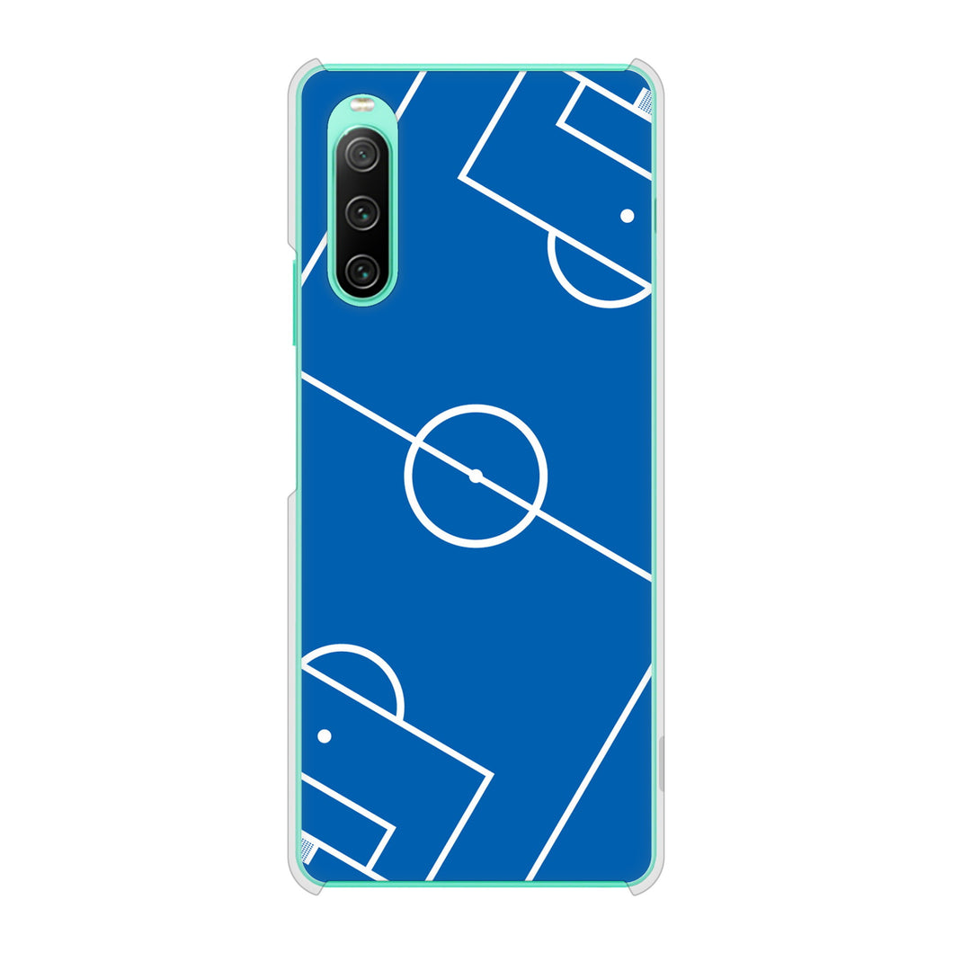 Xperia 10 IV SOG07 au 高画質仕上げ 背面印刷 ハードケース 【IB922 SOCCER_ピッチ】