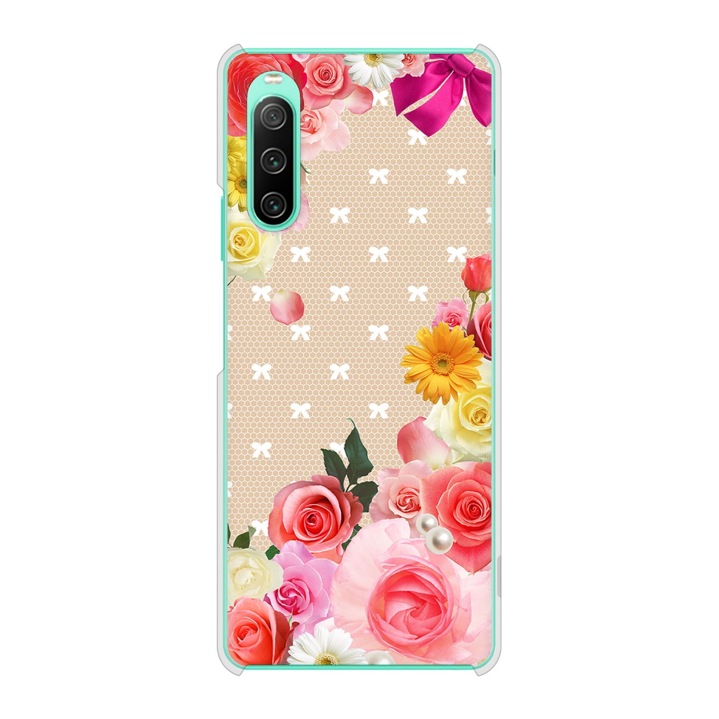 Xperia 10 IV SOG07 au 高画質仕上げ 背面印刷 ハードケース ロマンチックなバラ