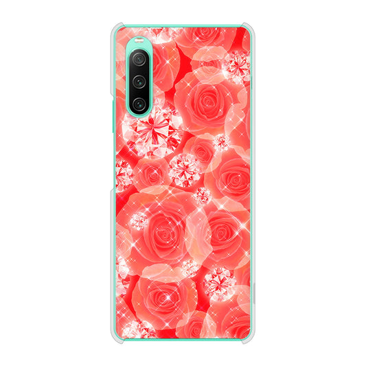 Xperia 10 IV SOG07 au 高画質仕上げ 背面印刷 ハードケース 【VA816 ダイヤモンドとバラ】