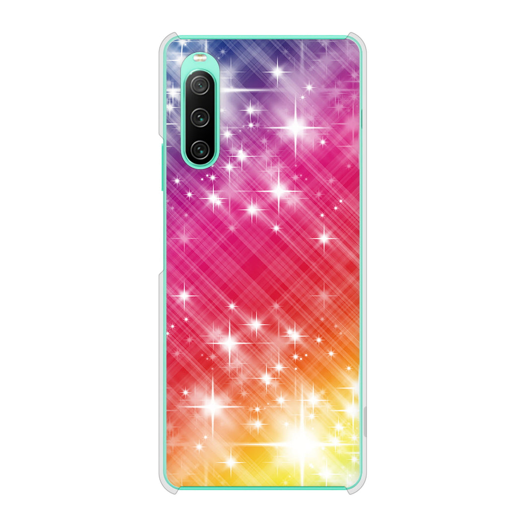 Xperia 10 IV SOG07 au 高画質仕上げ 背面印刷 ハードケース 【VA872 レインボーフレーム】
