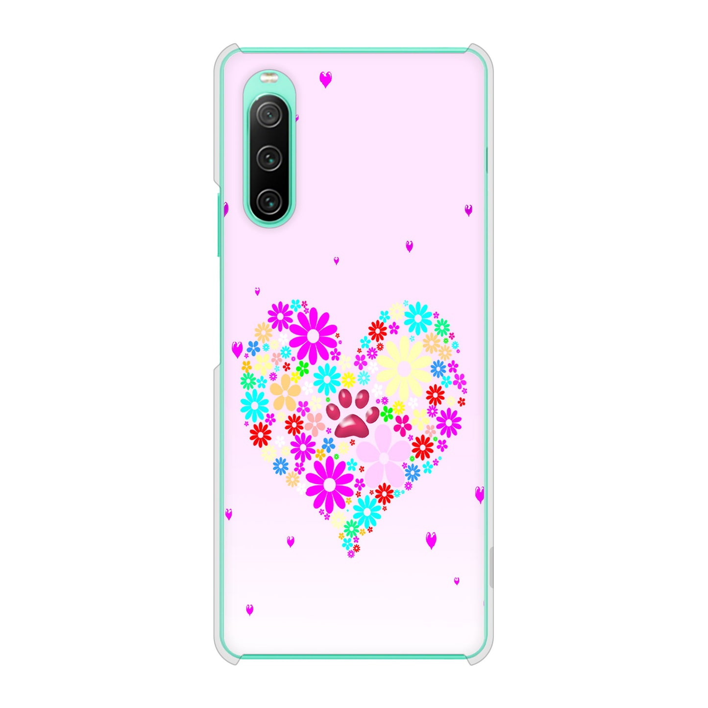 Xperia 10 IV SOG07 au 高画質仕上げ 背面印刷 ハードケース ハートと肉球