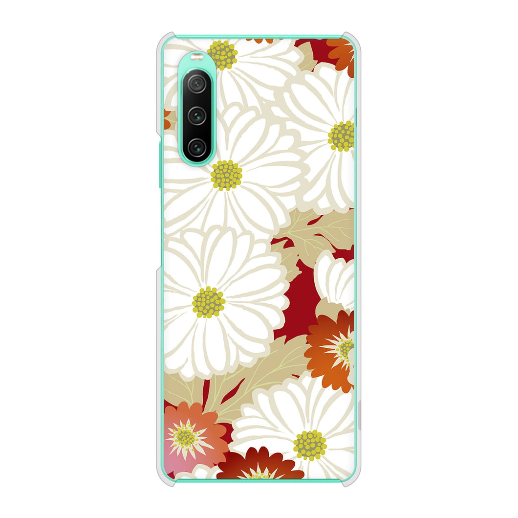 Xperia 10 IV SOG07 au 高画質仕上げ 背面印刷 ハードケース 和花柄