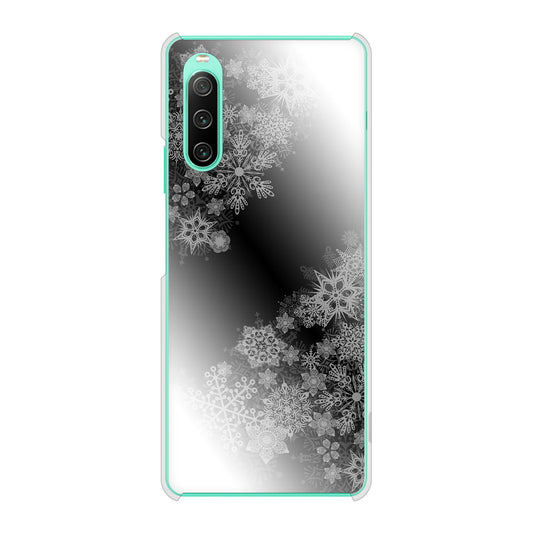 Xperia 10 IV SOG07 au 高画質仕上げ 背面印刷 ハードケース 【YJ340 モノトーン 雪の結晶 】