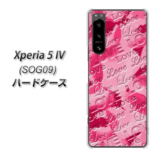 Xperia 5 IV SOG09 au 高画質仕上げ 背面印刷 ハードケース【SC845 フラワーヴェルニLOVE濃いピンク（ローズアンディアン）】