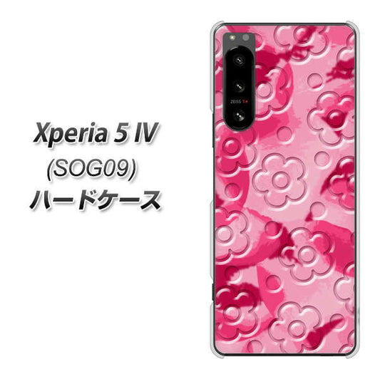 Xperia 5 IV SOG09 au 高画質仕上げ 背面印刷 ハードケース【SC847 フラワーヴェルニ花濃いピンク（ローズアンディアン）】