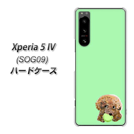 Xperia 5 IV SOG09 au 高画質仕上げ 背面印刷 ハードケース【YJ055 トイプードル＆ボール（グリーン）】