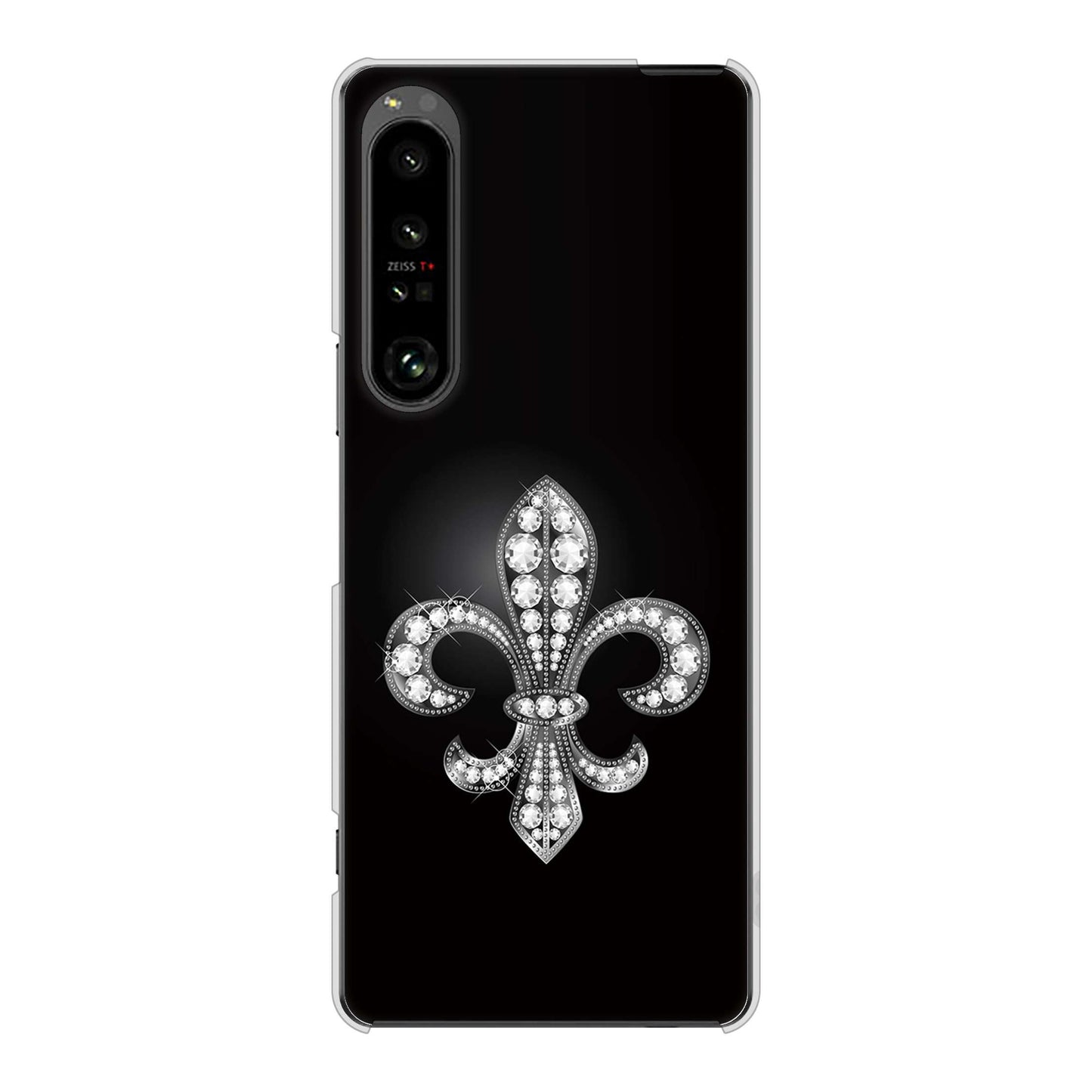 Xperia 1 V SOG10 au 高画質仕上げ 背面印刷 ハードケース 【042 ラインストーン風の印刷ゴージャスユリ】