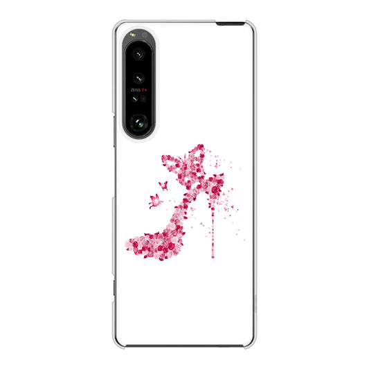 Xperia 1 V SOG10 au 高画質仕上げ 背面印刷 ハードケース 【387 薔薇のハイヒール】