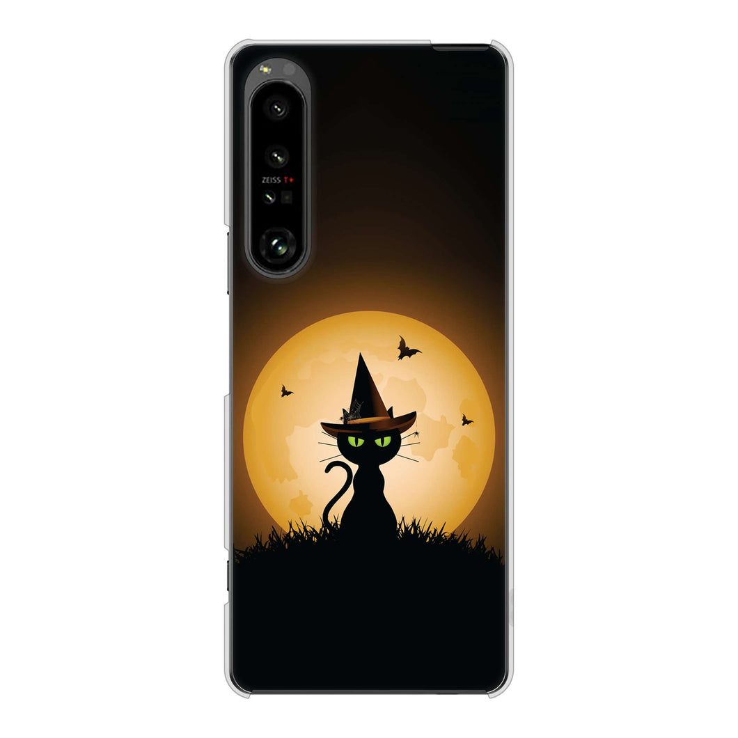 Xperia 1 V SOG10 au 高画質仕上げ 背面印刷 ハードケース夜とネコ