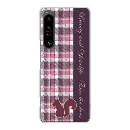 Xperia 1 V SOG10 au 高画質仕上げ 背面印刷 ハードケースピンクチェック