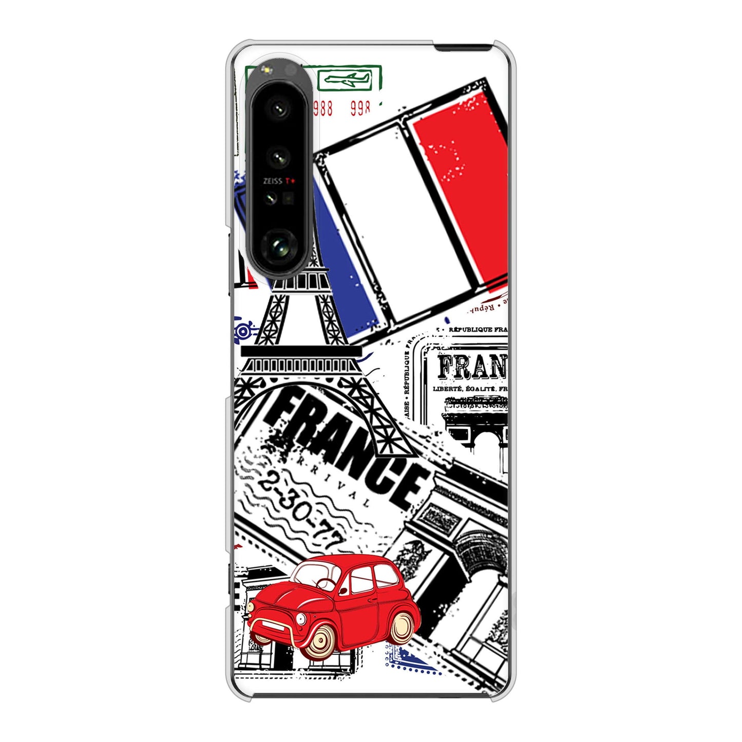 Xperia 1 V SOG10 au 高画質仕上げ 背面印刷 ハードケースLOVE フランス