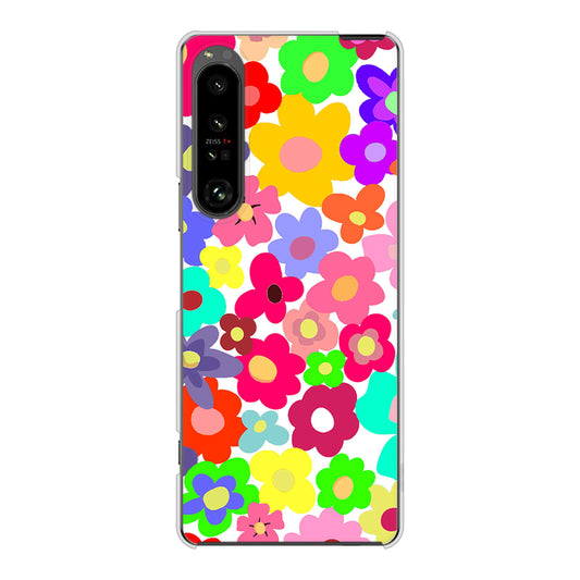 Xperia 1 V SOG10 au 高画質仕上げ 背面印刷 ハードケースルーズフラワー