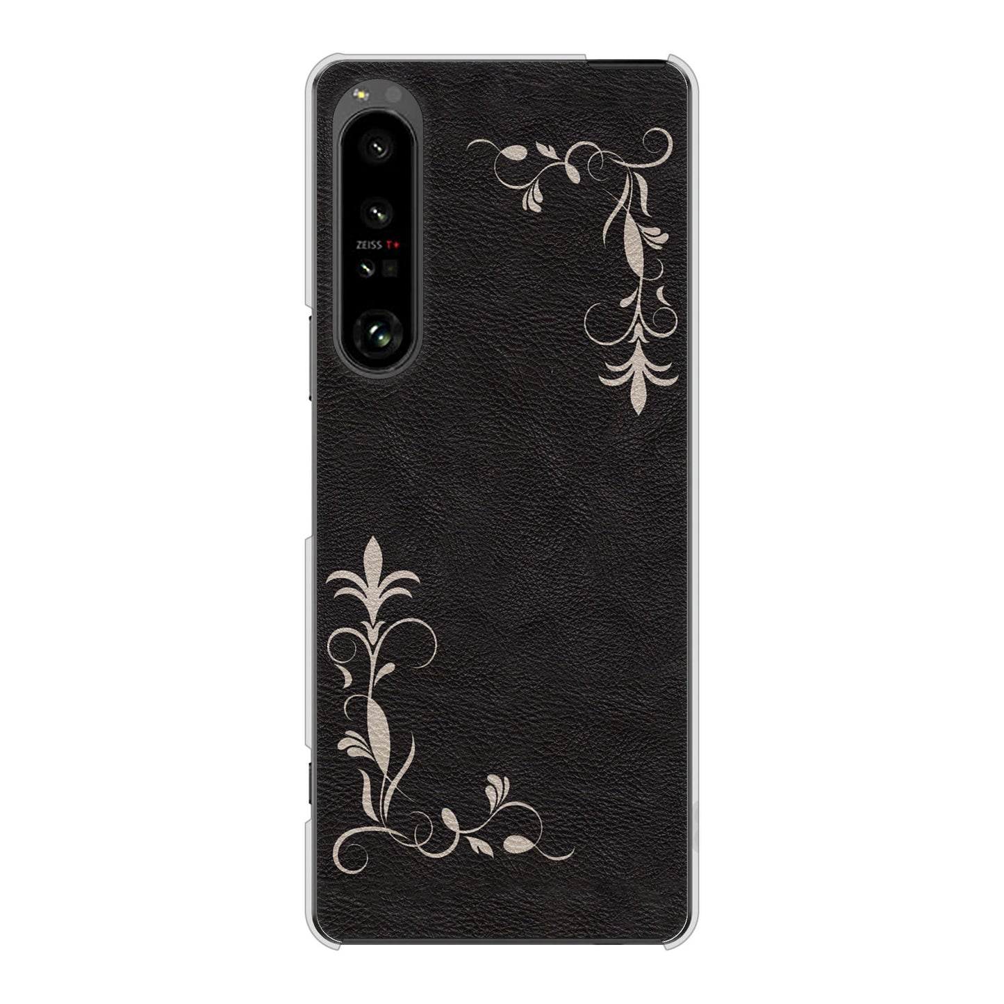 Xperia 1 V SOG10 au 高画質仕上げ 背面印刷 ハードケース 【EK825 レザー風グラスフレーム】