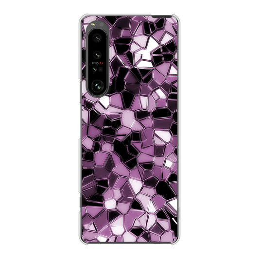 Xperia 1 V SOG10 au 高画質仕上げ 背面印刷 ハードケース 【EK837 テクニカルミラーパープル】