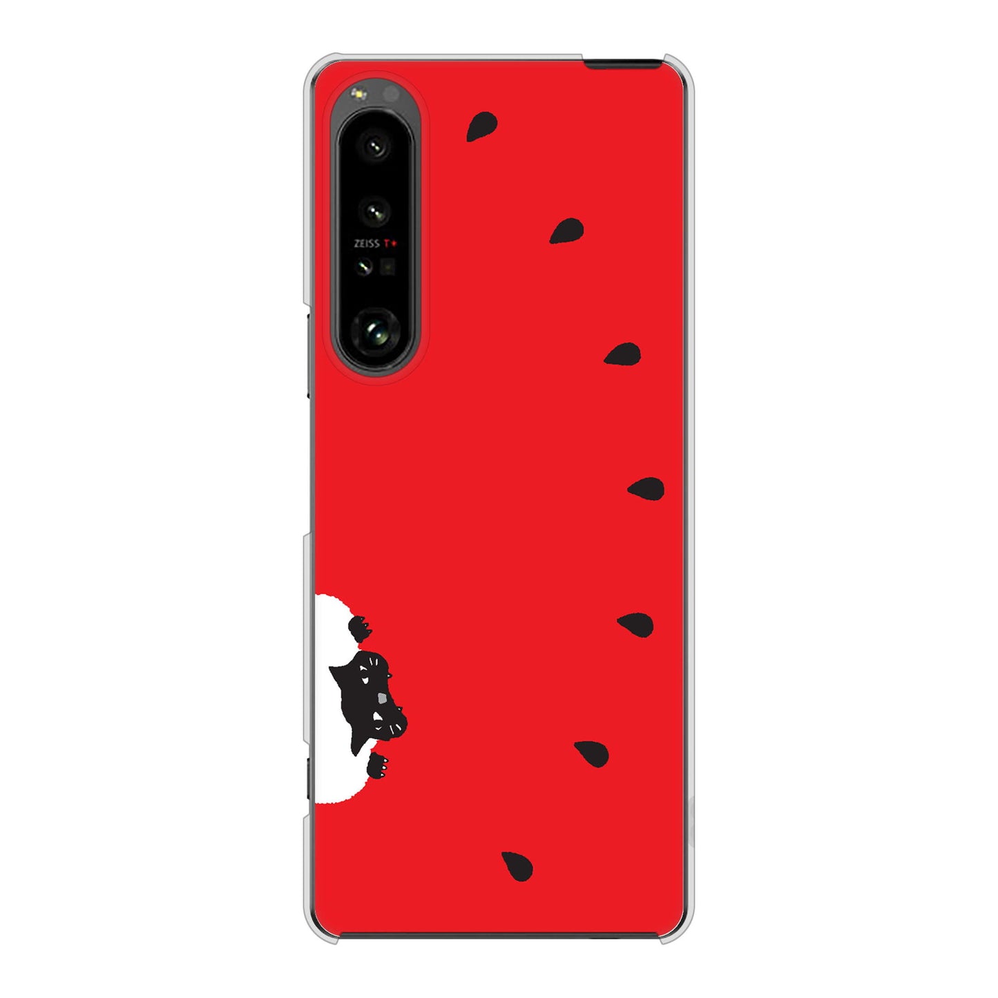 Xperia 1 V SOG10 au 高画質仕上げ 背面印刷 ハードケースすいかをかじるネコ