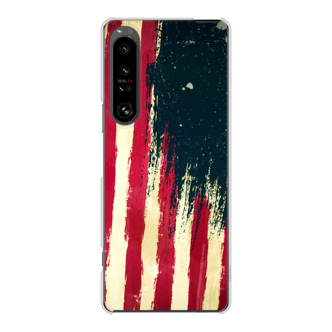 Xperia 1 V SOG10 au 高画質仕上げ 背面印刷 ハードケース 【MI805 ヴィンテージアメリカ】