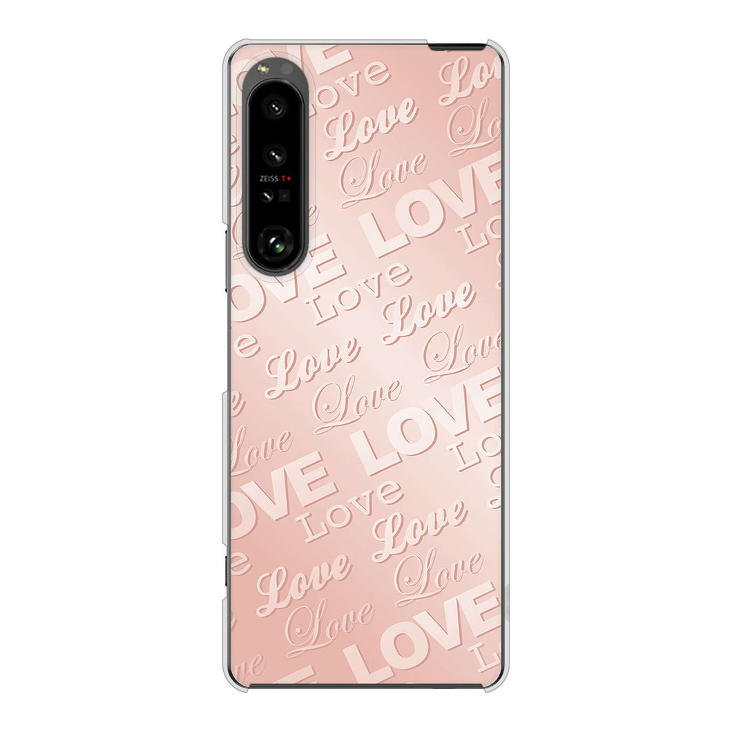 Xperia 1 V SOG10 au 高画質仕上げ 背面印刷 ハードケースエンボス風LOVEリンク