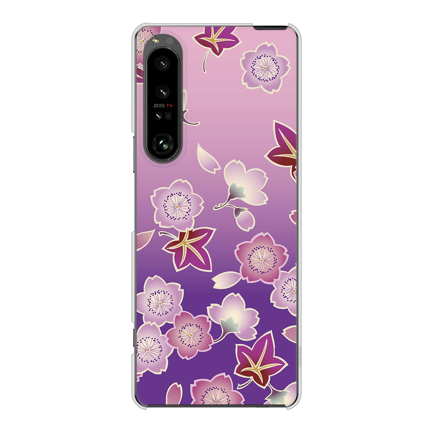 Xperia 1 V SOG10 au 高画質仕上げ 背面印刷 ハードケース和花柄