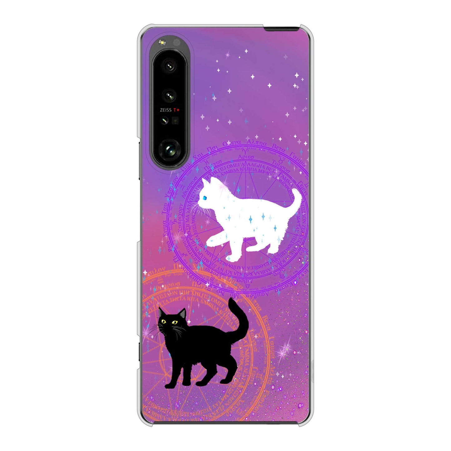 Xperia 1 V SOG10 au 高画質仕上げ 背面印刷 ハードケース魔法陣猫