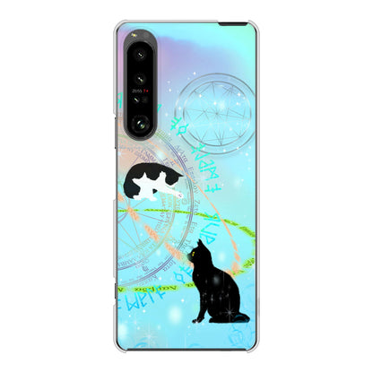 Xperia 1 V SOG10 au 高画質仕上げ 背面印刷 ハードケース魔法陣猫